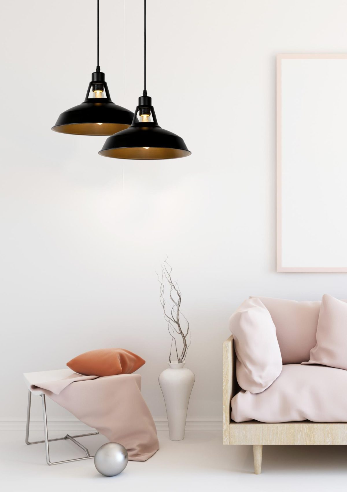 Zwarte metalen hanglamp Lucide Brassy-Bis, Ø 31 cm
