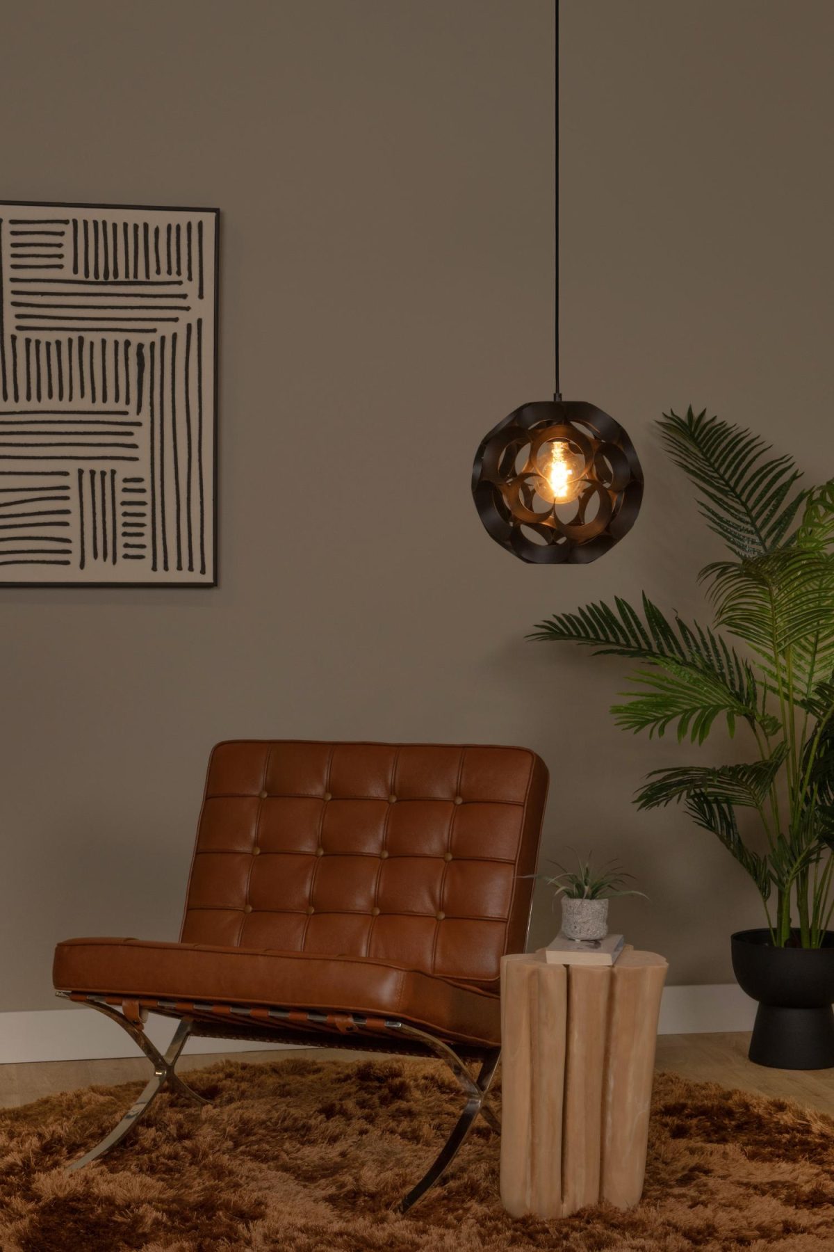 Lucide Hannelore hanglamp van 30 cm in zwart