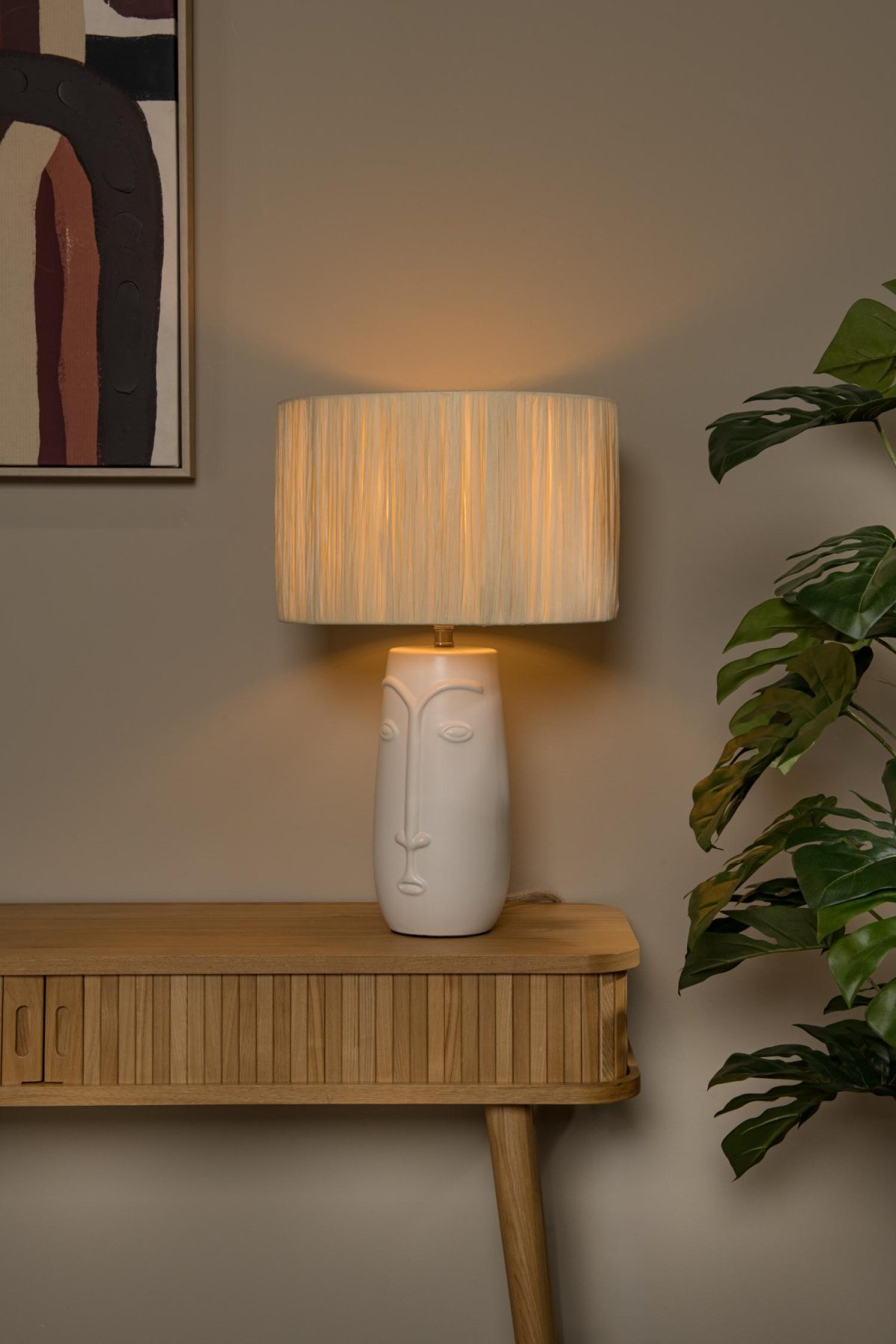 Witte tafellamp Lucide Viso, Ø 36 cm