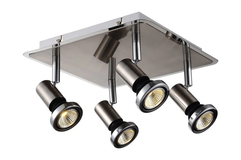 Fantasia Xzibit Deckenleuchte quadratisch 4x GU10 LED Stahl-Chrom