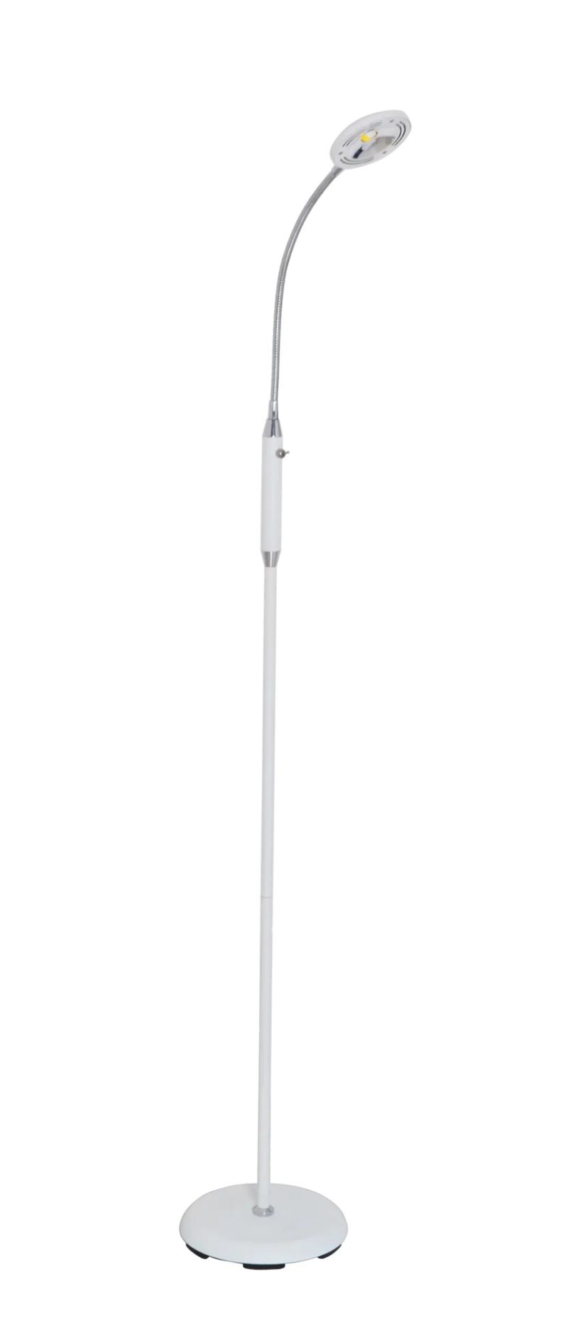Fantasia Safrane vloerlamp wit-chroom, plooibare arm, LED 5W