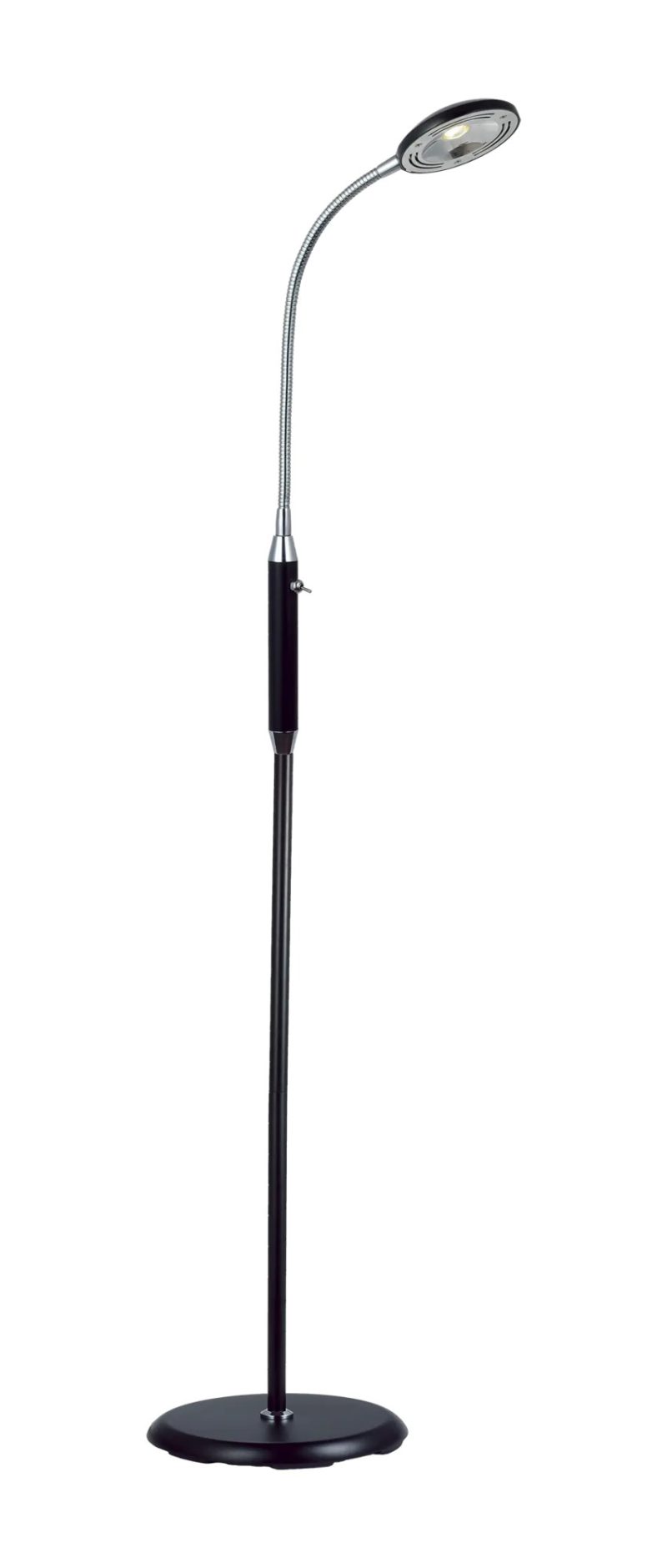 Fantasia Safrane Stehleuchte LED schwarz-chrom, biegbarer Arm, 5W