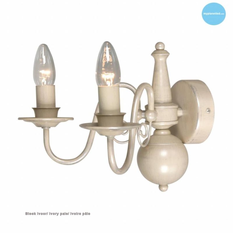 Linea Verdace Brugge applique da parete candeliere E14x2 tortora chiaro metallo
