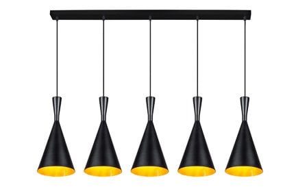 Linea Verdace Clessidra pendant light conical metal E27x5 black-gold 110cm