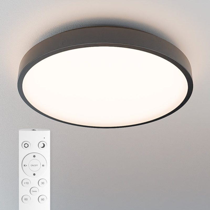 Plafoniera LED rotonda CCT 24W dimmerabile nera IP44 bagno