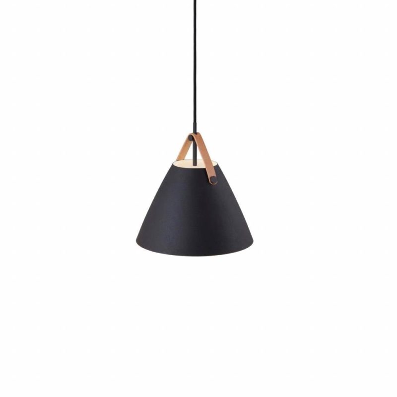 Nordlux Lampada a sospensione Strap 27 scandinava nera, metallo e vetro Ø27cm
