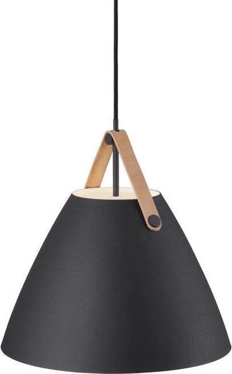 Nordlux Strap 36 Pendelleuchte schwarz Metall mit Lederriemen E27