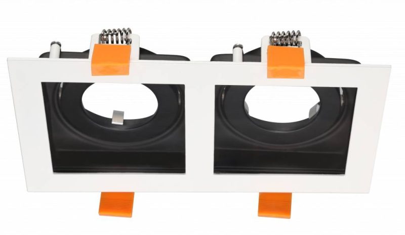 Spot encastrable double GU10, orientable, blanc, noir ou or