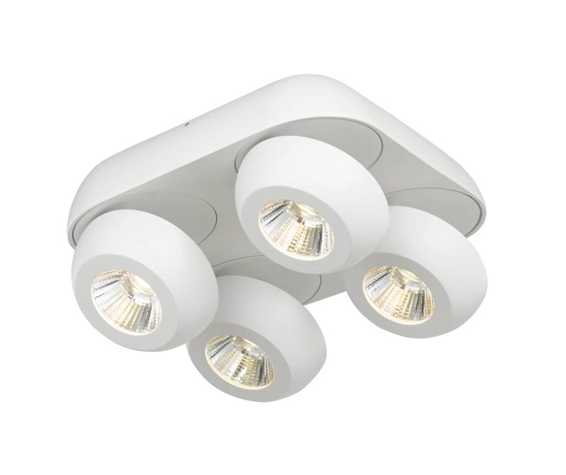 Fantasia Oleo square ceiling lamp 4 spots LED 4x7W dimmable white