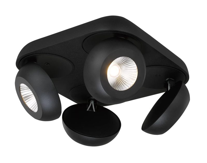 Fantasia OLEO ceiling lamp with 4 adjustable LED spots, dimmable, black