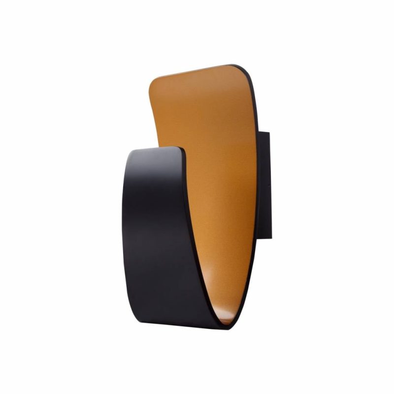 Applique da parete LED curva oro nero alluminio 265mm alta