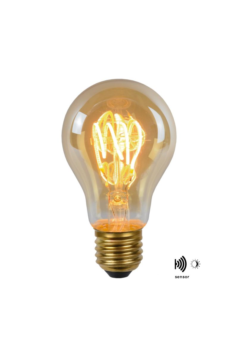 LUCIDE A60 TWILIGHT SENSOR - Filament lamp Buiten - Ø 6 cm - LED - E27 - 1x4W 2200K - Amber
