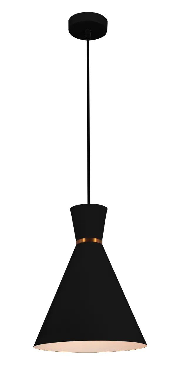 Fantasia Kono Kegel-Pendelleuchte, schwarzer Kunststoff, Ø25 cm, E27