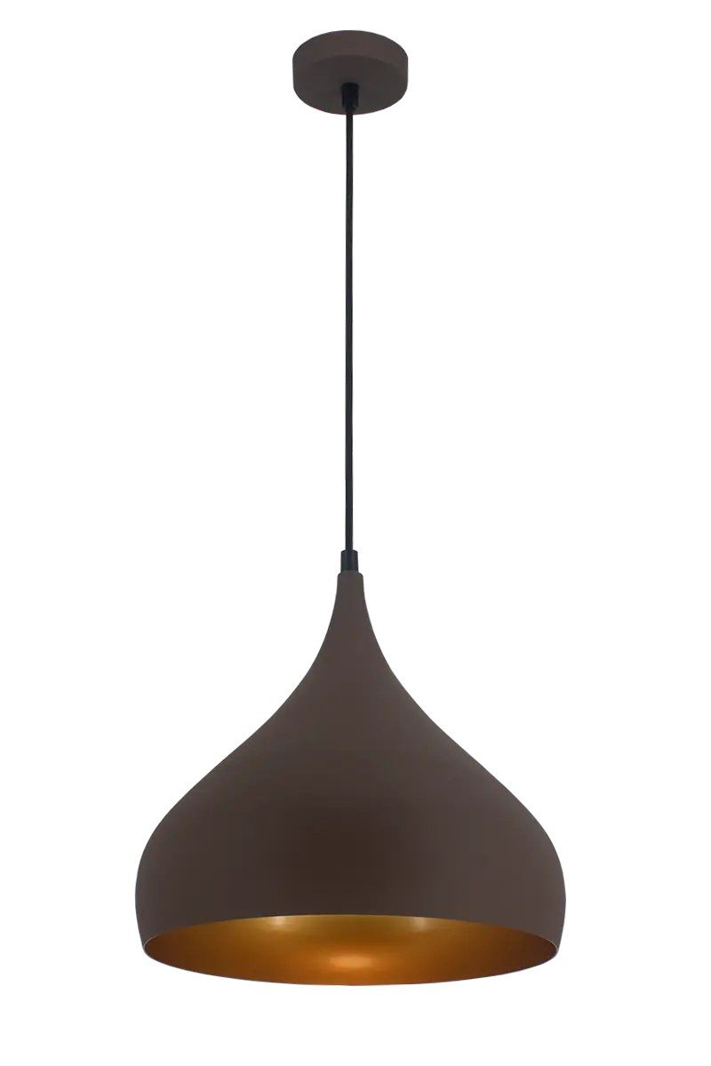 Fantasia Ronin pendant lamp teardrop shape coffee brown metal Ø32 cm