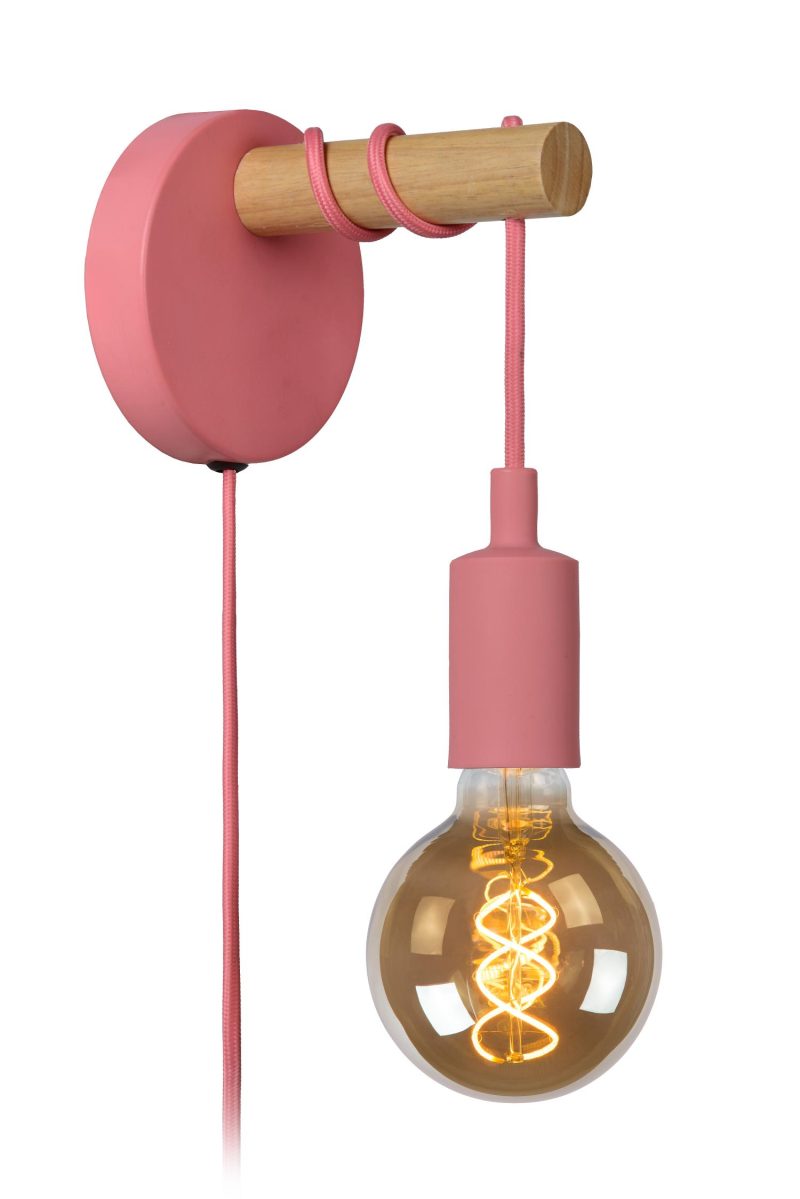 LUCIDE POLA - Wandleuchte Kinderzimmer - Ø 12 cm - 1xE27 - Rosa