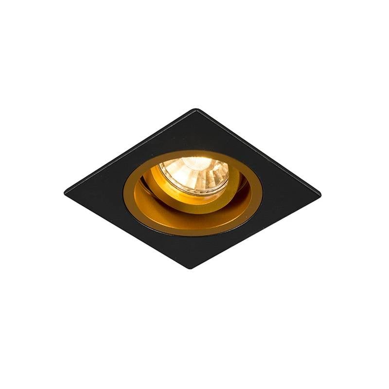 Chuck recessed spotlight square black GU10, aluminium, tiltable