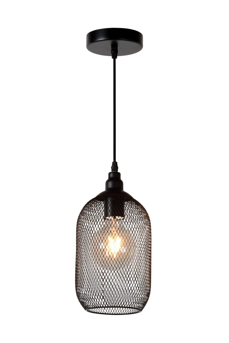 LUCIDE MESH - Lampada a Sospensione - Ø 15 cm - 1xE27 - Nera