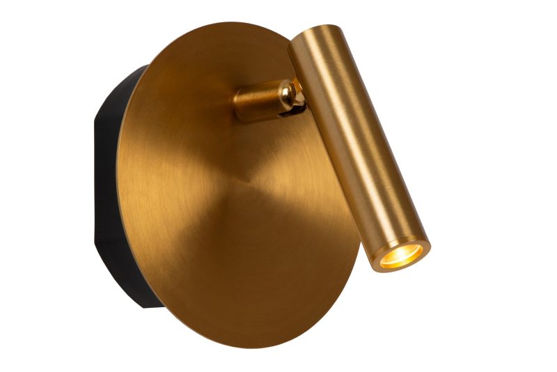LUCIDE JOLIJN - Lampe de Chevet Rechargeable - Accumulateur/Batterie - Ø 10,2 cm - LED - 1x2W 3000K - Avec Système de Montage Magnétique - Or Mat / Laiton