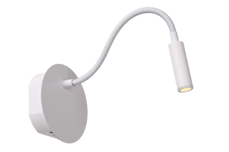LUCIDE JOLIJN - Lampe de Lit Rechargeable - Batterie - Ø 11 cm - LED - 1x2W 3000K - Avec Système de Montage Magnétique - Blanc