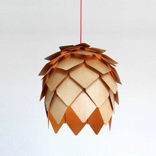 Blumenpendelleuchte Holz 25 cm Durchmesser, E27, ohne Leuchtmittel