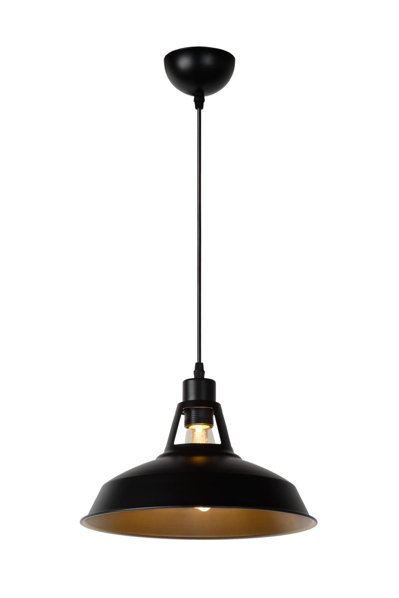 LUCIDE BRASSY-BIS - Pendant Lamp - Ø 31 cm - 1xE27 - Black
