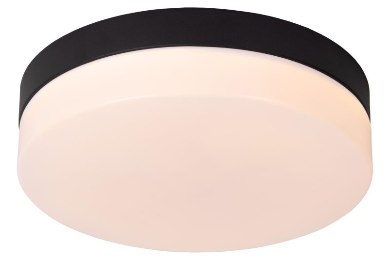 LUCIDE BISKIT - Badezimmer Deckenleuchte - Ø 23 cm - LED - 1x12W 2700K - IP44 - Schwarz