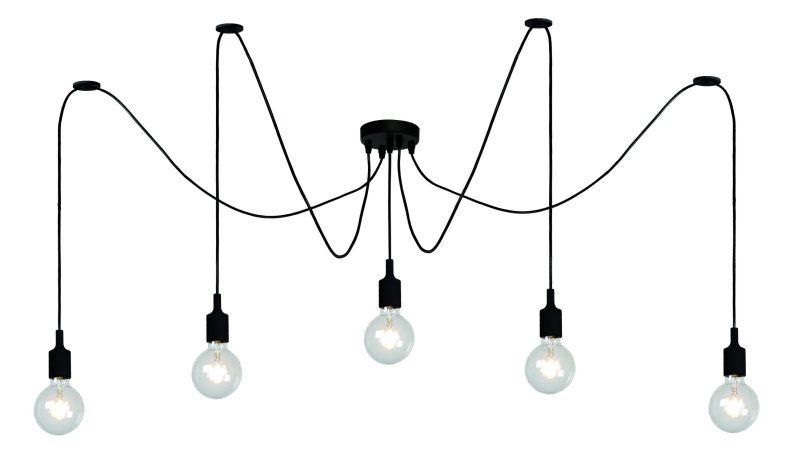 LUCIDE FIX - Lampada a Sospensione - 5xE27 - Nera