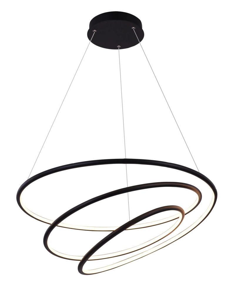 Fantasia Boa lampada a sospensione LED spirale nera 88W Ø730mm dimmerabile