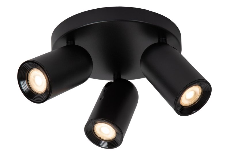 LUCIDE PUNCH - Faretto da Soffitto - Ø 21 cm - 3xGU10 - Nero
