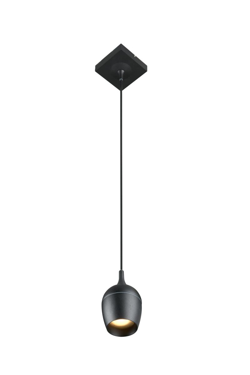LUCIDE PRESTON - Lampe Suspendue Salle de Bain - Ø 10 cm - 1xGU10 - IP44 - Noir