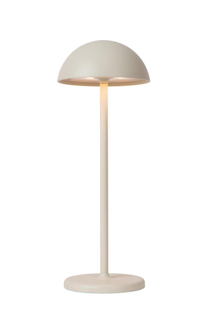 LUCIDE JOY - Lámpara de Mesa Recargable para Exterior - Batería - Ø 12 cm - LED Regulable