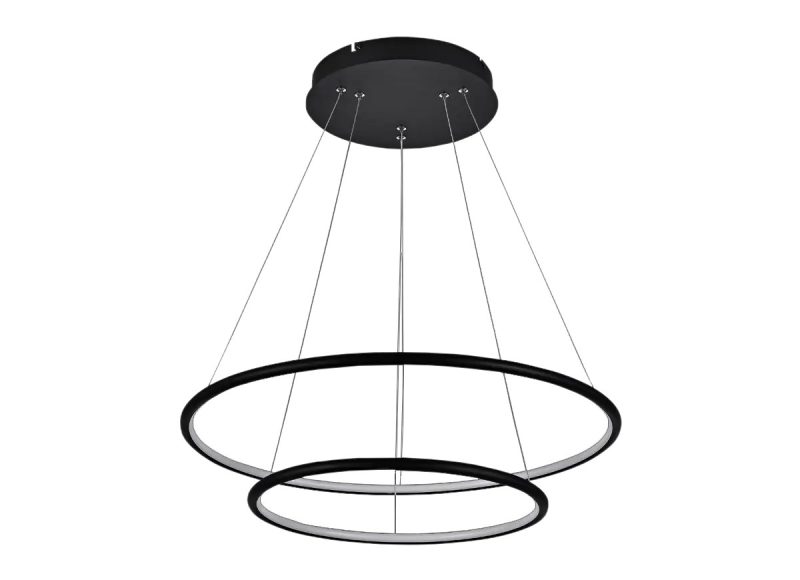 Fantasia Annu LED-Pendelleuchte 2 Ringe schwarz 60 cm dimmbar 53W