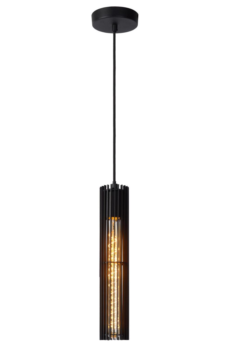 LUCIDE LIONEL - Lampada a Sospensione - Ø 6,5 cm - 1xE27 - Nera
