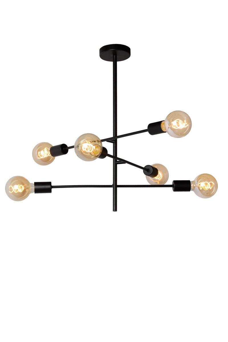 LUCIDE LESTER - Deckenleuchte - 6xE27 - Schwarz