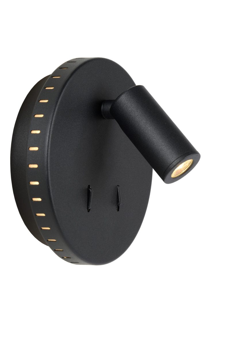 LUCIDE BENTJER - Nachttischlampe - Ø 14 cm - LED - 3000K - Schwarz