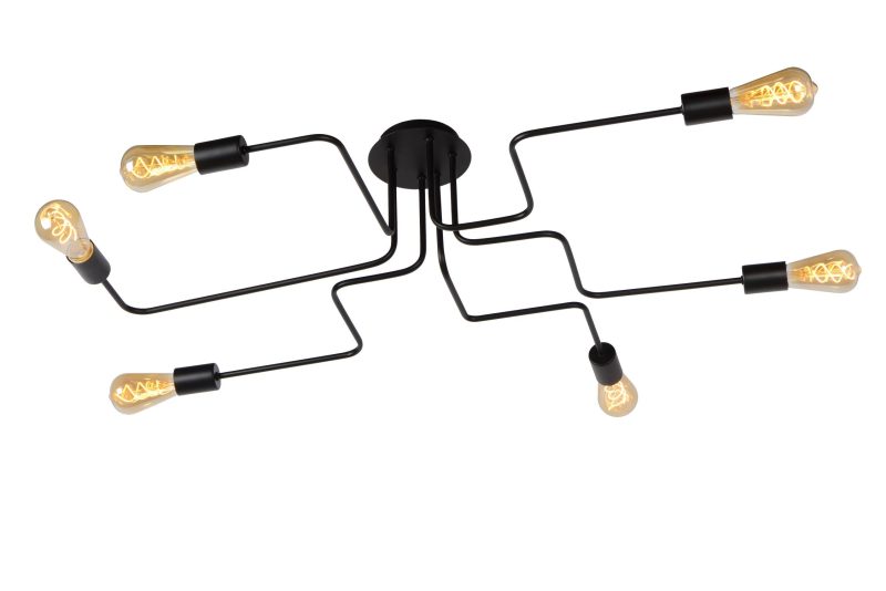 LUCIDE LESTER - Lampada da Soffitto - 6xE27 - Nera
