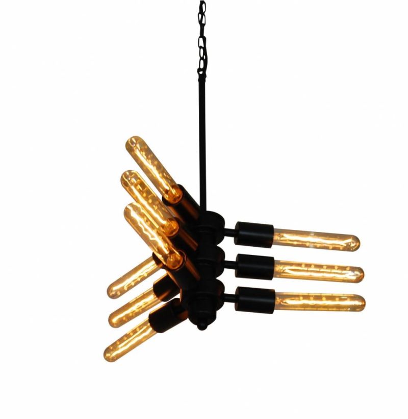 Homelighting Helix hanglamp driehoek 9-lichts E27 zwart metaal vintage