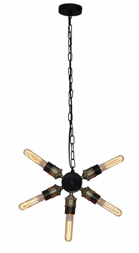Homelighting Helix hanglamp ster vintage 5x E27 zwart metaal industrieel