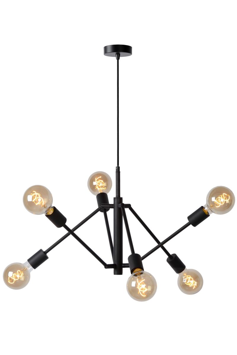 LUCIDE LESTER - Hanglamp - 6xE27 - Zwart