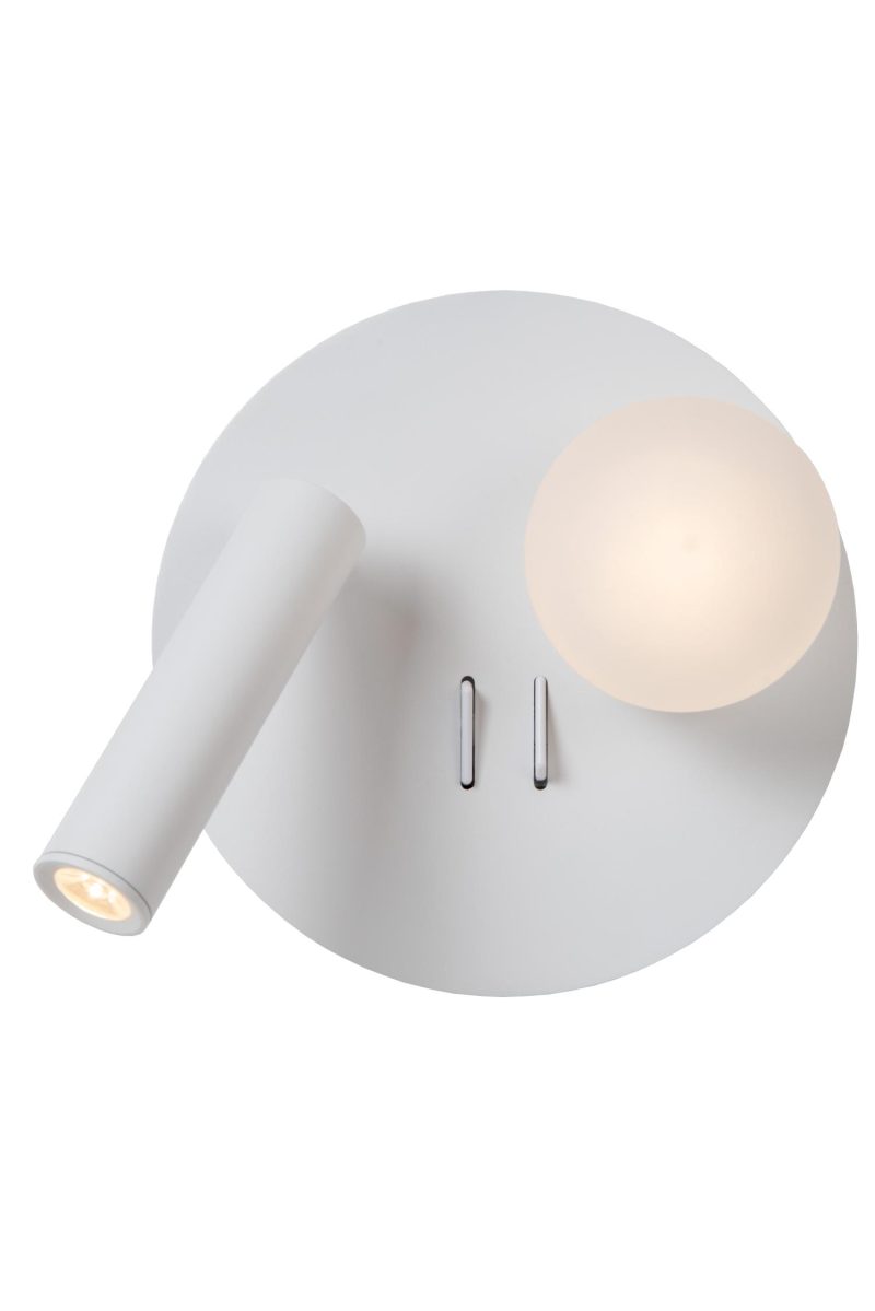 LUCIDE MATIZ - Bedlamp - LED - 1x3,7W 3000K - Met USB oplaadpunt - Wit