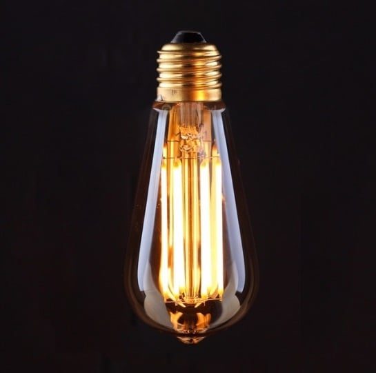 ST64 lámpara LED filamento largo 6W E27 blanco cálido
