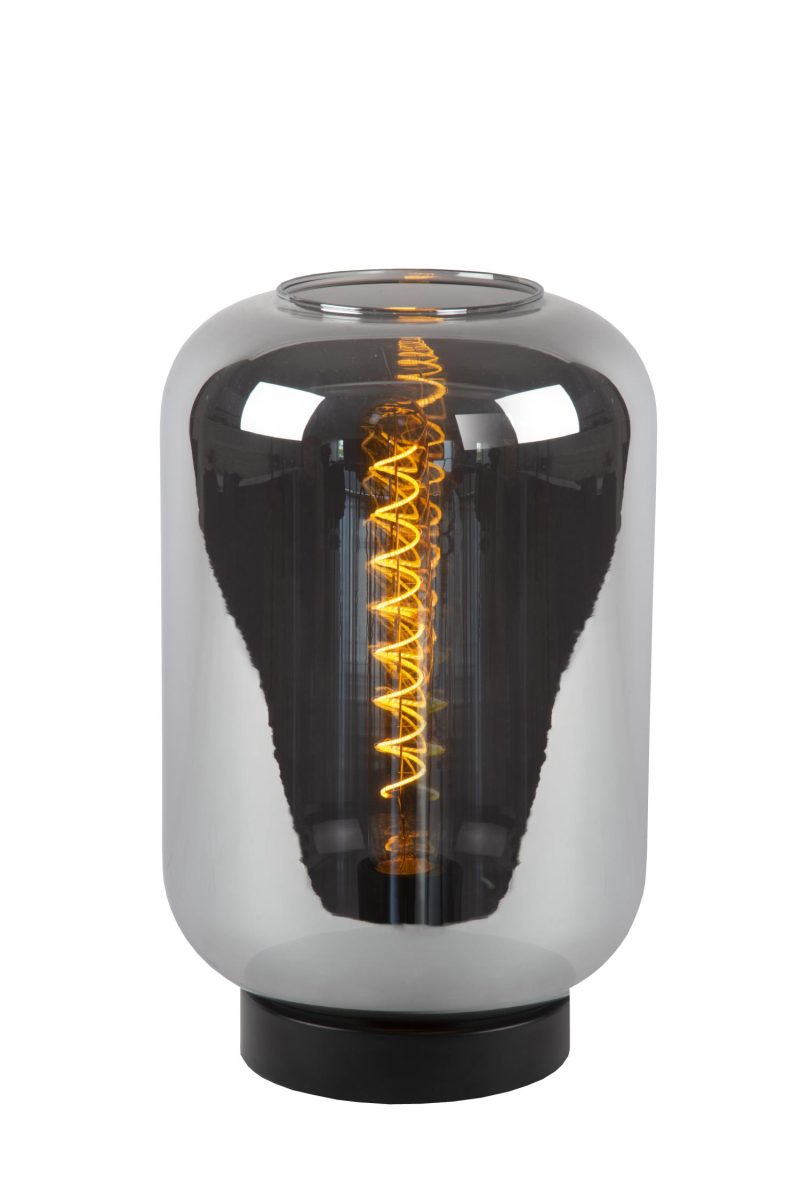 LUCIDE JOANET - Lampe de Table - Ø 22 cm - 1xE27 - Fumé