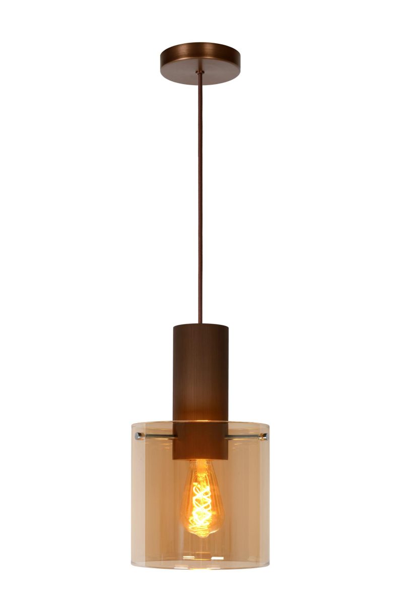 LUCIDE TOLEDO - Pendelleuchte - Ø 20 cm - 1xE27 - Bernstein