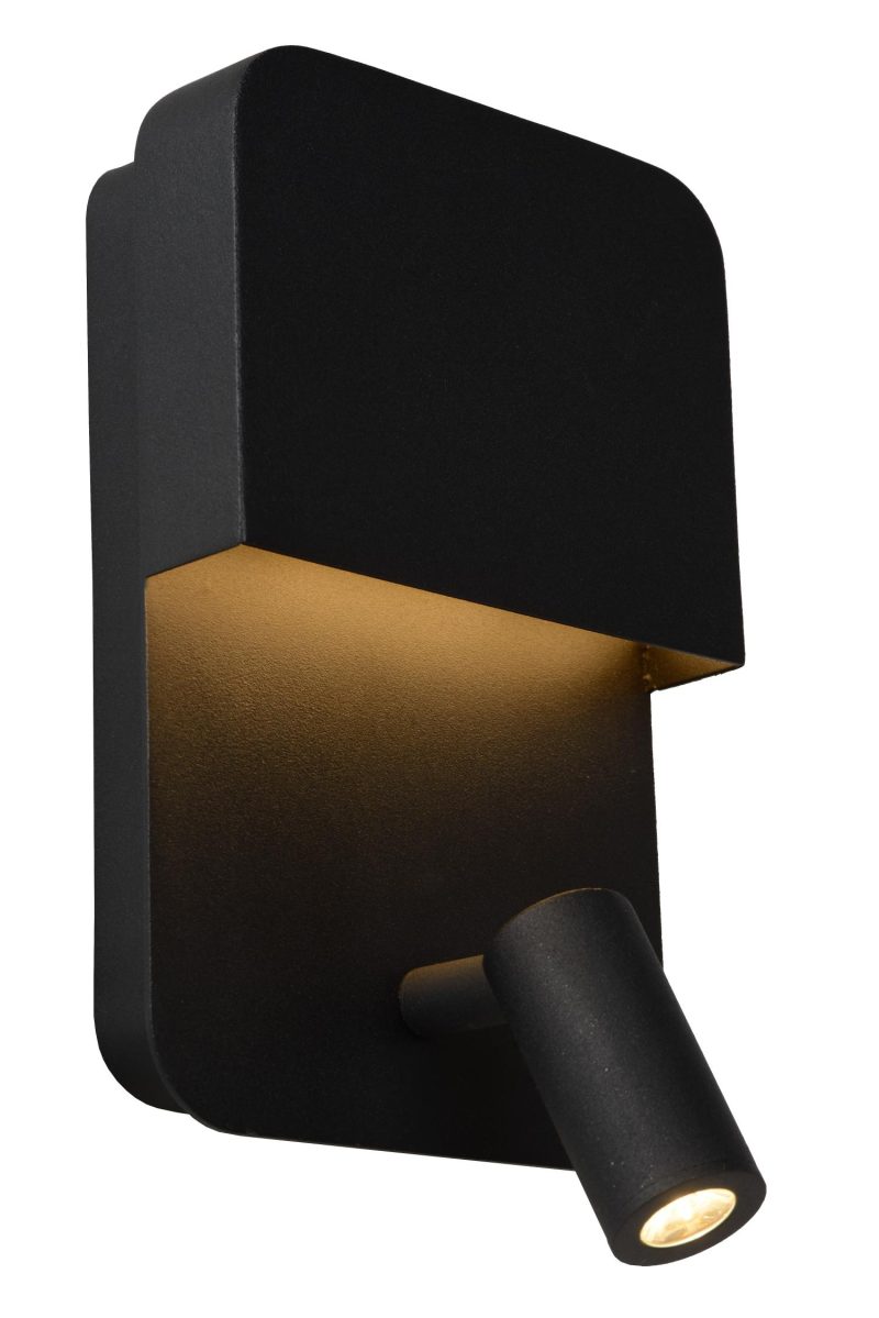 LUCIDE BOXER - Bedlamp - LED - 3000K - Met USB oplaadpunt - Zwart
