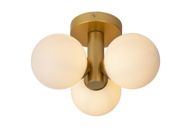 LUCIDE TRUDY - Plafonnière Badkamer - Ø 28 cm - 3xG9 - IP44 - Mat Goud / Messing