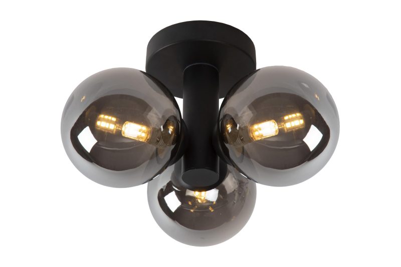 LUCIDE TRUDY - Plafonnière Badkamer - Ø 28 cm - 3xG9 - IP44 - Zwart