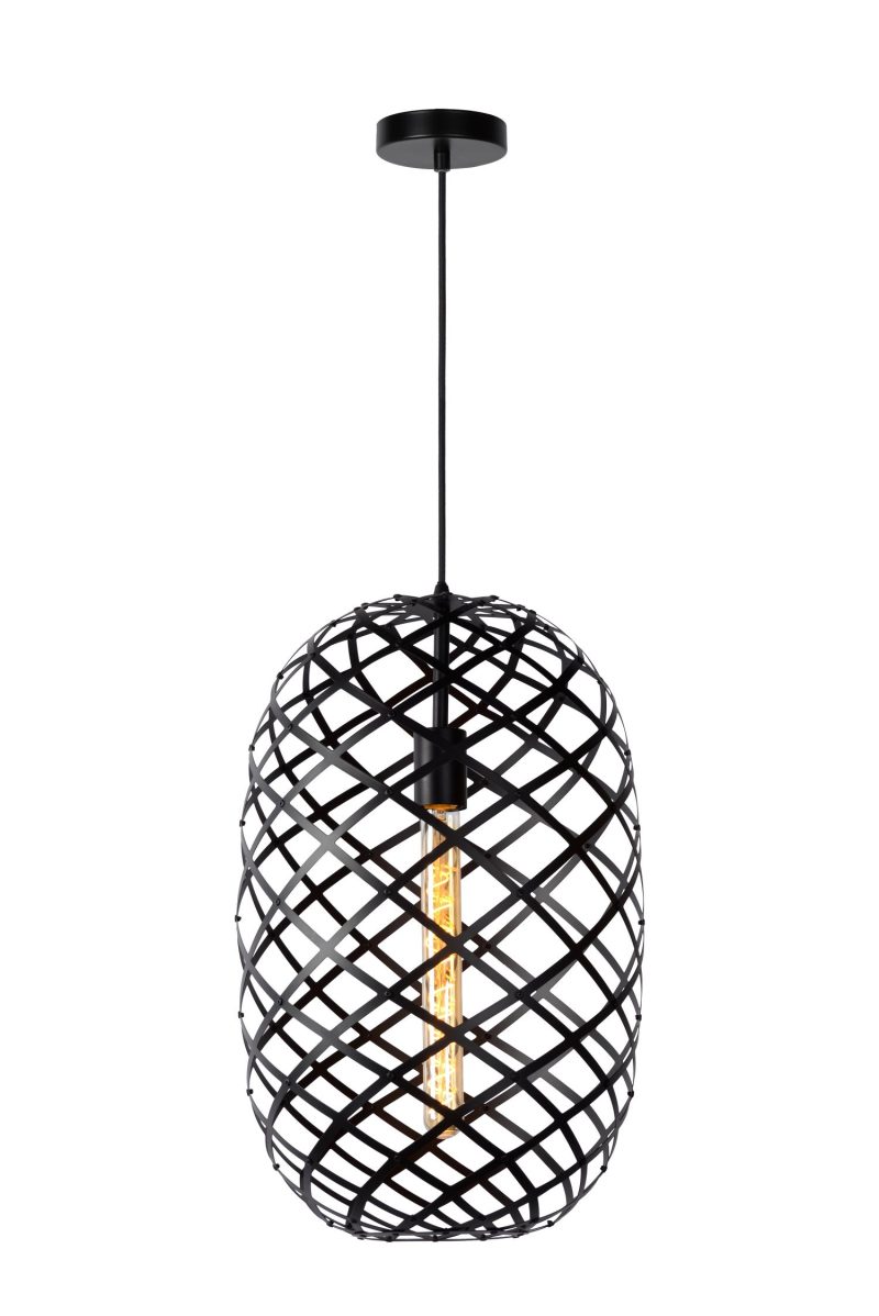 LUCIDE WOLFRAM - Lampada a Sospensione - Ø 32 cm - 1xE27 - Nera