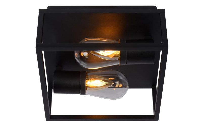 LUCIDE CARLYN - Plafonnière Badkamer - 2xE14 - IP54 - Zwart