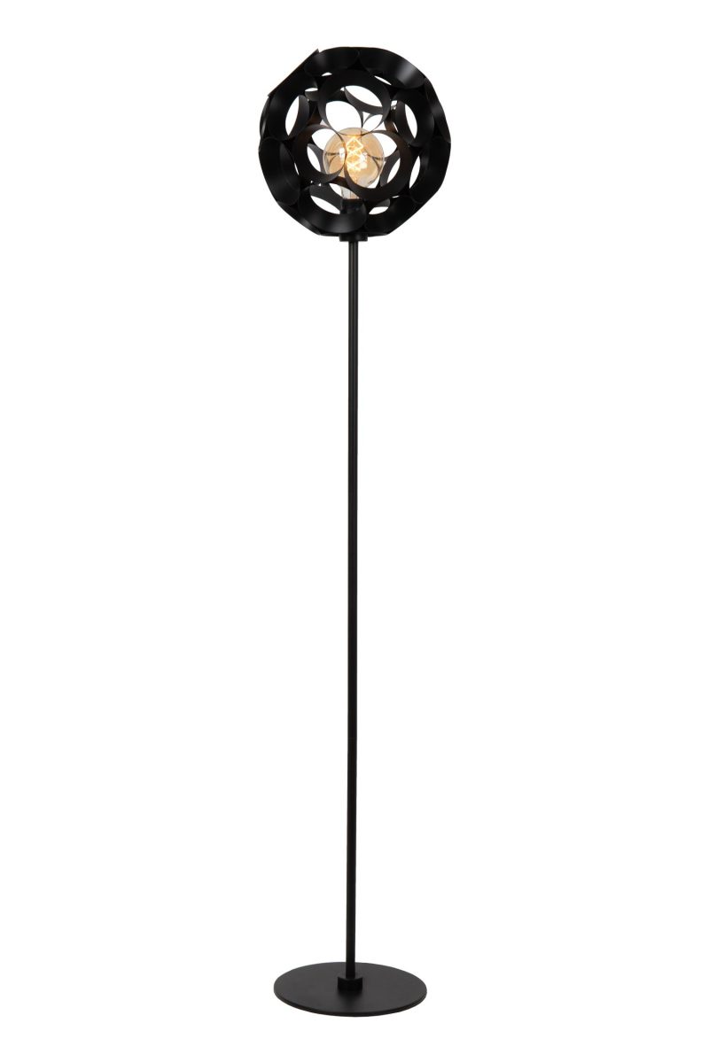 LUCIDE HANNELORE - Lámpara de pie - Ø 40 cm - 1xE27 - Negra