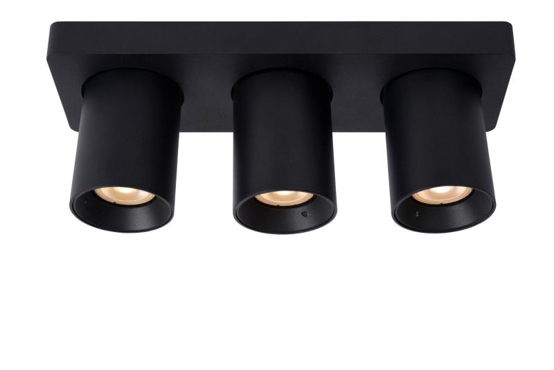 LUCIDE NIGEL - Plafondspot - LED Dim to warm - GU10 - 3x5W 2200K/3000K - Zwart